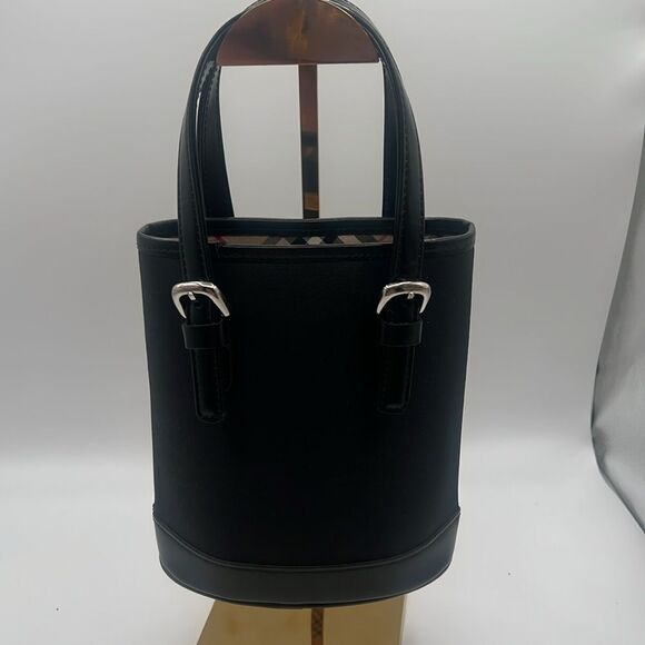 BURBERRY BURBERRYS BLUE LABEL NYLON NOVA CHECK PLAID BLACK BUCKET BAG - Picture 4 of 10